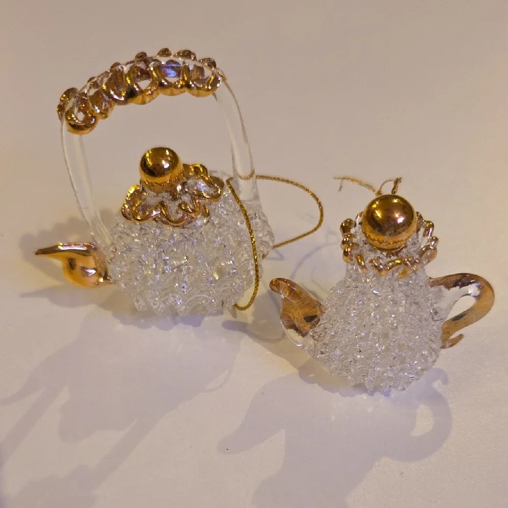 Gold Christmas Ornaments - Elegant Clear and Gold Style Ornament Set